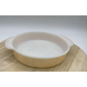 Vintage 8.5 A.H. Fire King Peach Lustre Round Casserole Dish Reverse Logo 450 US